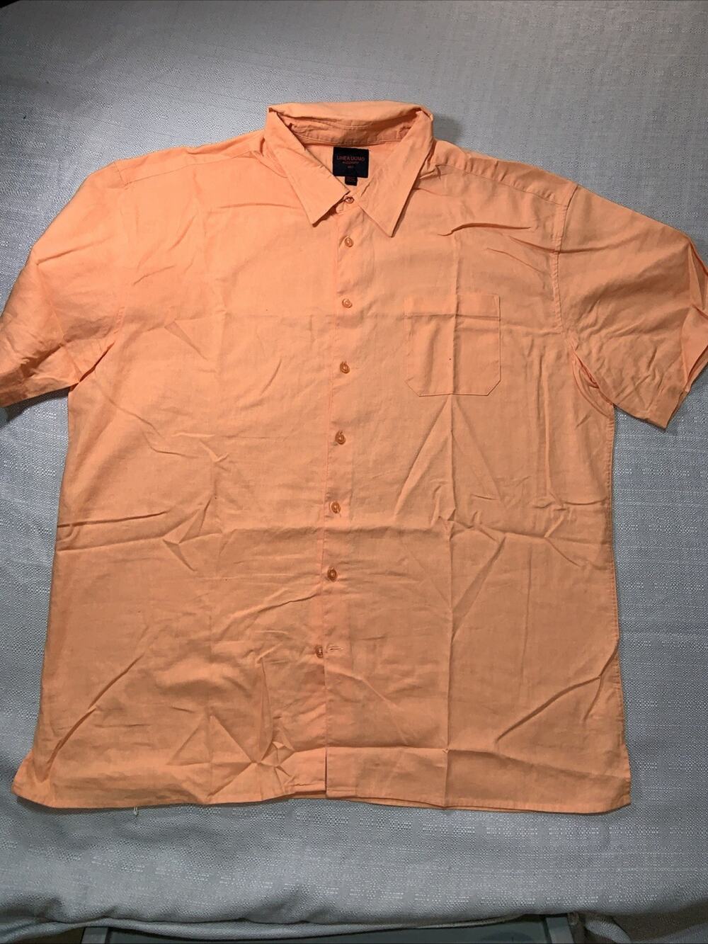 Linea UoMO Men’s Orange Button-Up Causual Shirt - 4XL